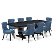 Pemberly Row 9-Piece Dining Set with Removable Leaf and Acacia Wood Chairs