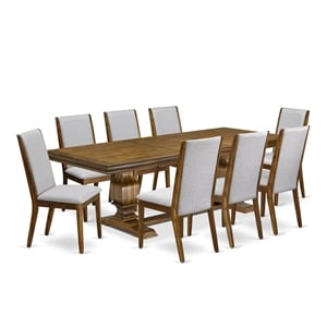 Pemberly Row 9-Piece Extendable Dining Table Set with 8 Chairs in Walnut