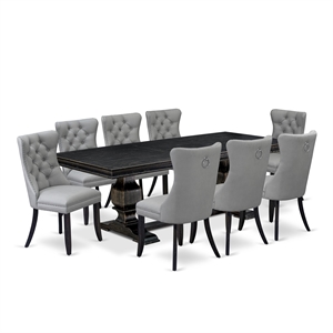 Pemberly Row 9-Piece Wood Dining Table Set with Black Finish