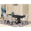 Pemberly Row 7-Piece Black Wood Dining Table Set with Cream Seats