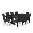 Pemberly Row 9-Piece Wood Dining Table Set in Black with Removable Leaf