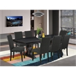 Pemberly Row 9-Piece Wood Dining Table Set in Black with Removable Leaf