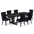 Pemberly Row 7-Piece Black Wood Dining Set with Removable Leaf Table