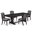 Pemberly Row 5-Piece Modern Black Dining Set with Removable Leaf Table