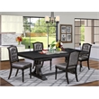Pemberly Row 5-Piece Modern Black Dining Set with Removable Leaf Table