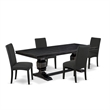 Pemberly Row 5-Piece Kitchen Dining Set in Black Finish with Removable Leaf