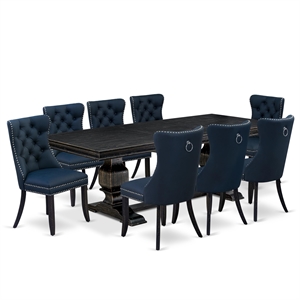 Pemberly Row 9-Piece Kitchen Table Set with Sand Blasting Black Finish