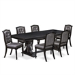 Pemberly Row 7-Piece Dining Table Set Acacia Wood Black Finish