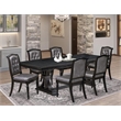 Pemberly Row 7-Piece Dining Table Set Acacia Wood Black Finish