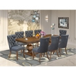 Pemberly Row 9-Piece Dining Table Set Antique Walnut Finish Acacia Wood