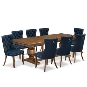 Pemberly Row 9-Piece Mid-Century Dining Set Walnut Finish Acacia Wood