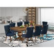 Pemberly Row 9-Piece Mid-Century Dining Set Walnut Finish Acacia Wood