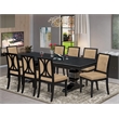 Pemberly Row 9-Piece Dining Table Set Acacia Wood Black Finish