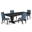 Pemberly Row 5-Piece Acacia Dining Set with Removable Leaf in Black