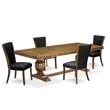 Pemberly Row 5-Piece Modern Dining Set with Acacia Wood in Walnut Finish