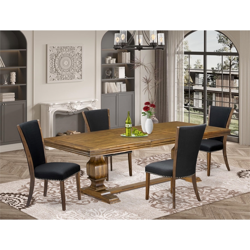Pemberly Row 5-Piece Modern Dining Set with Acacia Wood in Walnut Finish