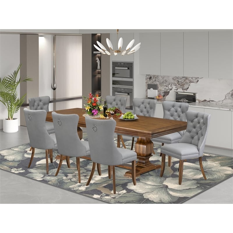 Pemberly Row 9-Piece Dining Set with Acacia Wood in Walnut Finish