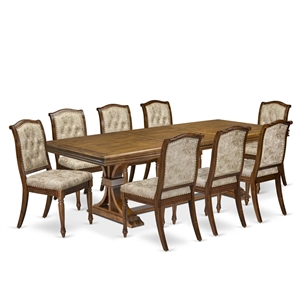 Pemberly Row 9-Piece Extendable Dining Set with Wood in Walnut Finish