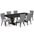 Pemberly Row 7-Piece Dining Table Set with Black Finish Wood Construction