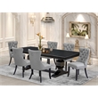 Pemberly Row 7-Piece Dining Table Set with Black Finish Wood Construction