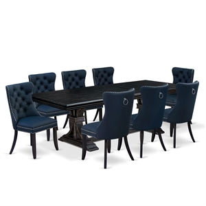 Pemberly Row 9-Piece Modern Dining Table Set with Black Finish