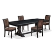 Pemberly Row 5-Piece Mid-Century Dining Table Set with Black Finish