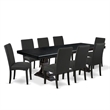 Pemberly Row 9-Piece Kitchen Dining Set in Black Finish with Acacia Wood