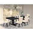 Pemberly Row 7-Piece Modern Dining Set with Black and Beige Finish