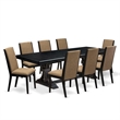 Pemberly Row 9-Piece Extendable Dining Set with Pedestal Table in Black