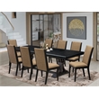 Pemberly Row 9-Piece Extendable Dining Set with Pedestal Table in Black