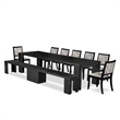 Pemberly Row 9-Piece Dining Room Table Set in Black Wood Finish