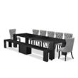 Pemberly Row 9-Piece Extendable Dining Table Set in Black Wood Finish