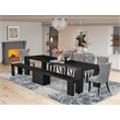Pemberly Row 9-Piece Extendable Dining Table Set in Black Wood Finish