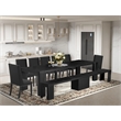 Pemberly Row 9-Piece Extendable Black Dining Table Set with Linen Chairs