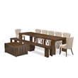 Pemberly Row 10-Piece Extendable Acacia Wood Dining Set in Walnut Finish