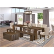 Pemberly Row 10-Piece Extendable Acacia Wood Dining Set in Walnut Finish