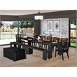 Pemberly Row 10-Piece Acacia Wood Dining Set in Wire Brushed Black Finish
