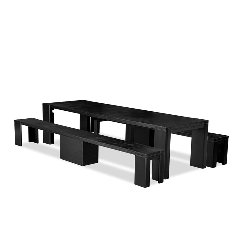 Pemberly Row 3-Piece Dining Set with Extendable Table in Black Finish