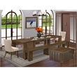 Pemberly Row 6-Piece Dining Set with Extendable Table in Walnut Finish