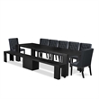 Pemberly Row 9-Piece Dining Table and Bench Set Wood Black Finish