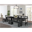 Pemberly Row 9-Piece Dining Table Set with Extendable Table in Black Finish