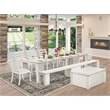 Pemberly Row 10-Piece Extendable Dining Set with Acacia Wood in White