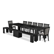 Pemberly Row 9-Piece Extendable Dining Set in Black with Wood & Fabric