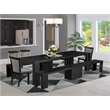 Pemberly Row 5-Piece Black Extendable Dining Set with Acacia Wood