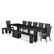 Pemberly Row 9-Piece Black Extendable Dining Set with Acacia Wood