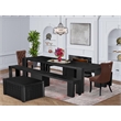 Pemberly Row 6-Piece Dining Set with Extendable Table in Black Wood