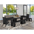 Pemberly Row 5-Piece Extendable Dining Set in Wood Black Finish
