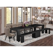 Pemberly Row 9-Piece Black Dining Set with Bench and Linen Chairs