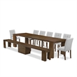 Pemberly Row 9 Pc Extendable Dining Set in Acacia Wood Walnut Finish