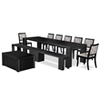 Pemberly Row 10 Pc Dining Table Set in Acacia Wood Black Finish